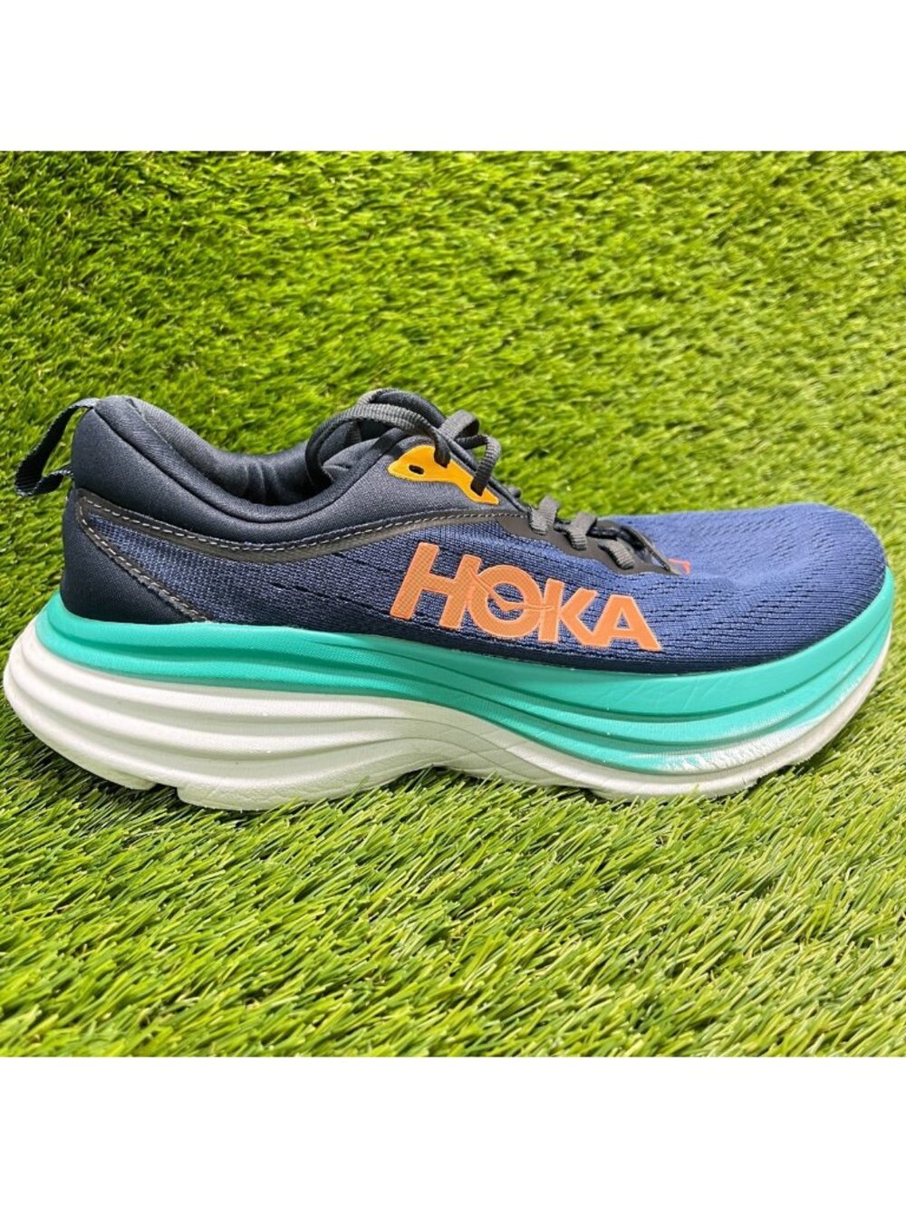 Hoka One One Bondi 8 Womens Size 9 Blue Orange Athletic Running Shoes Sneakers